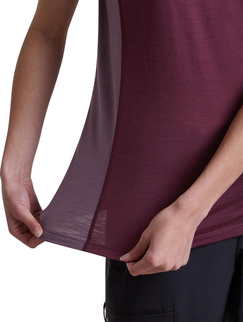 Merino Blend 125 Cool-Lite Sphere SS Tee - Colour Block - Womens - dark berry / grey plum / cb 1