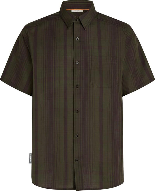 Merino Blend 125 Cool-Lite Steveston SS Shirt Plaid - Mens - dark loden / bittersweet - print 1