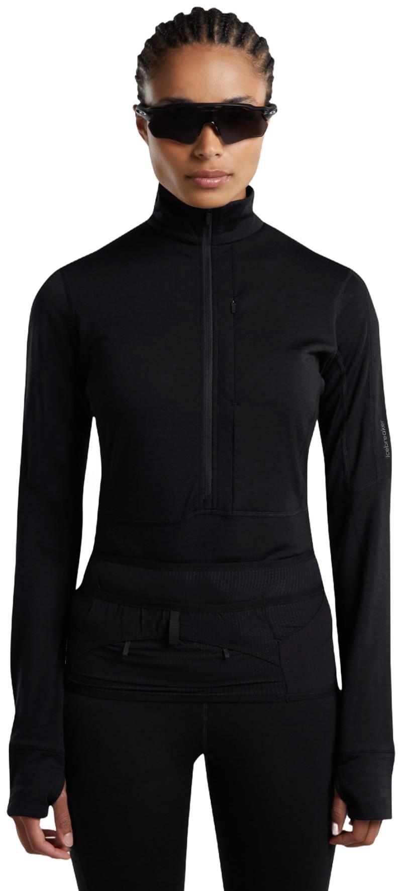 Merino Blend 200 RealFleece Descender LS Half Zip - Womens - black 1