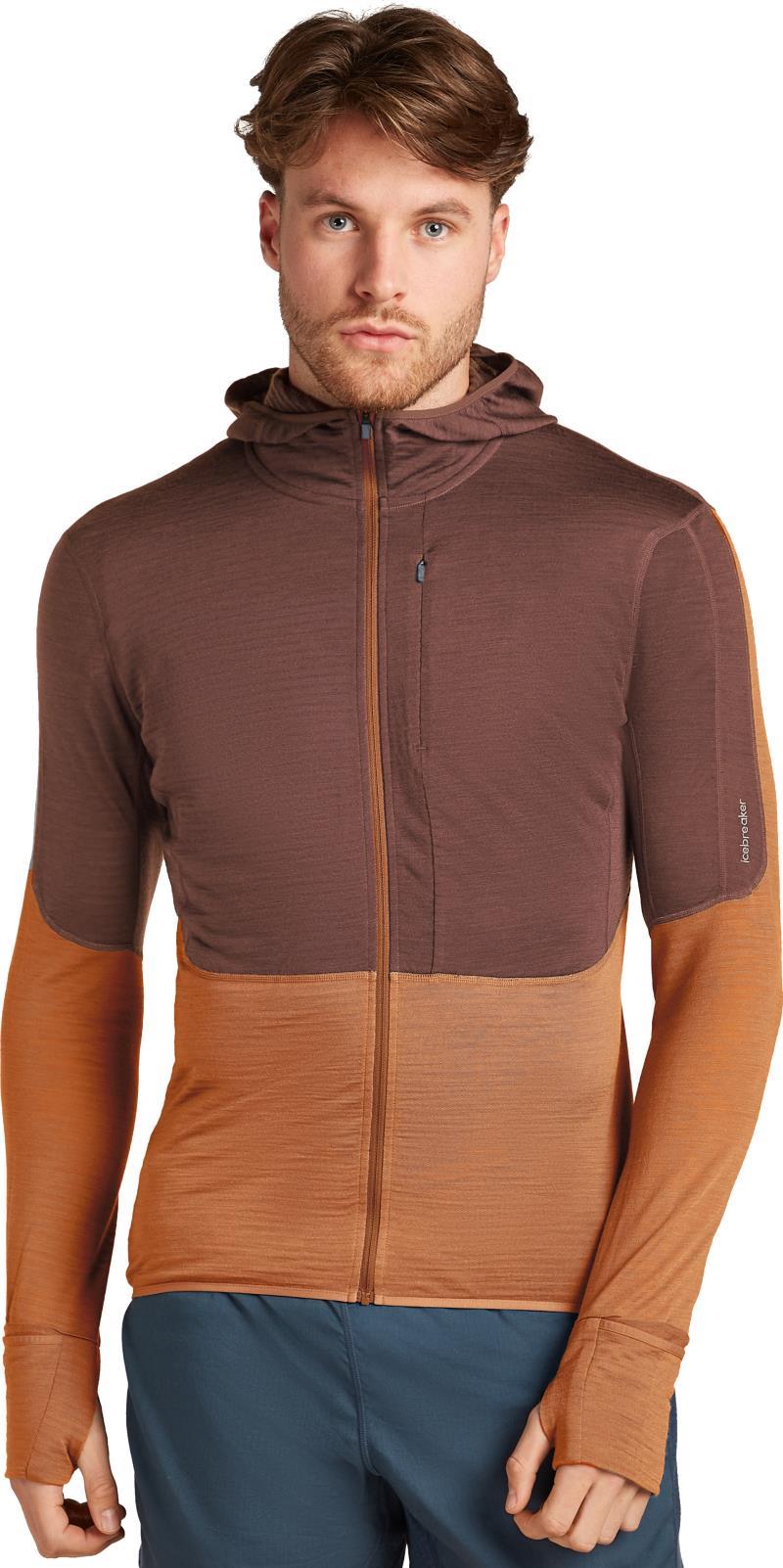 Merino Blend 200 RealFleece Descender LS Zip Hoodie - Mens - carob / dusty clay / cb 1