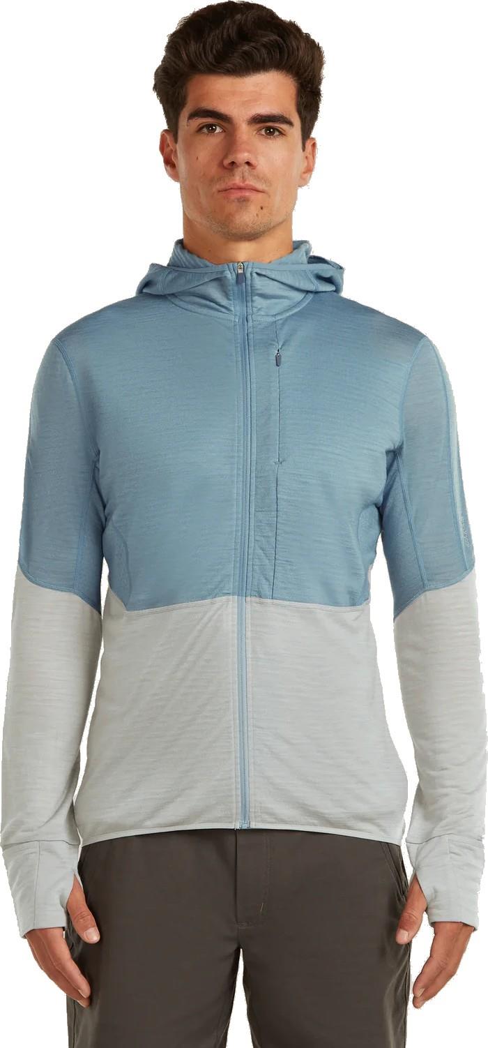 Merino Blend 200 RealFleece Descender LS Zip Hoodie - Mens - flint blue / proto grey / cb 1