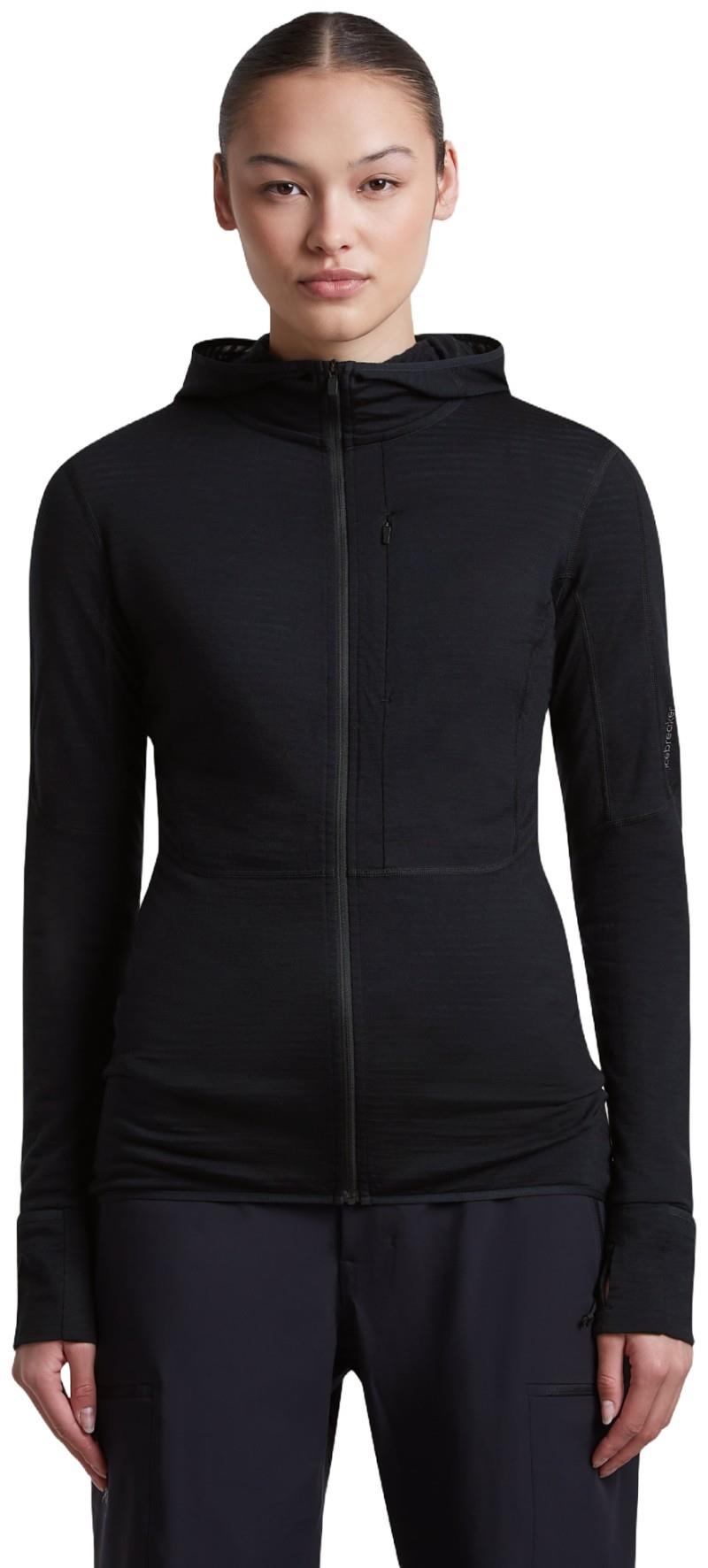 Merino Blend 200 RealFleece Descender LS Zip Hoodie - Womens - black 1
