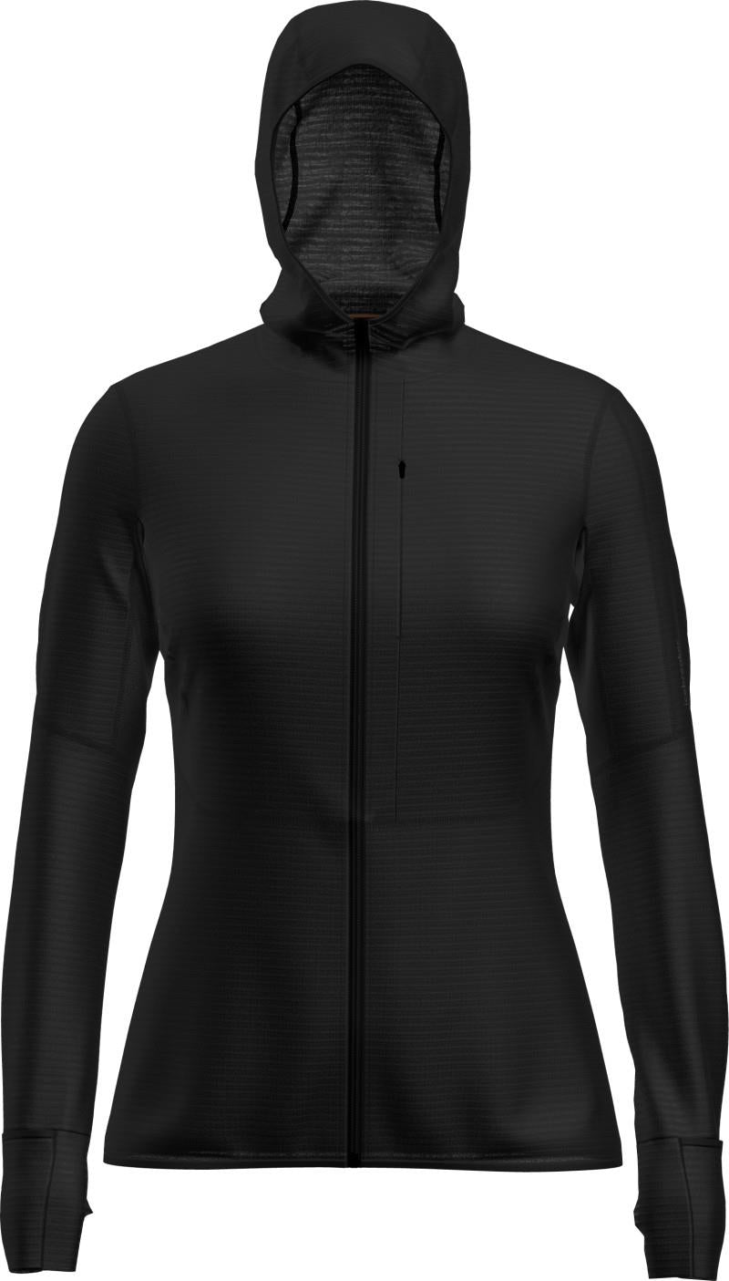 Merino Blend 200 RealFleece Descender LS Zip Hoodie - Womens - black 1