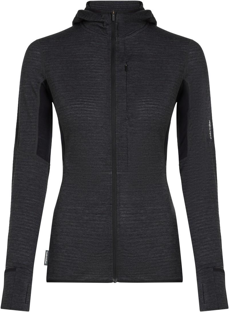 Merino Blend 200 RealFleece Descender LS Zip Hoodie - Womens - jet heather / black / cb 1