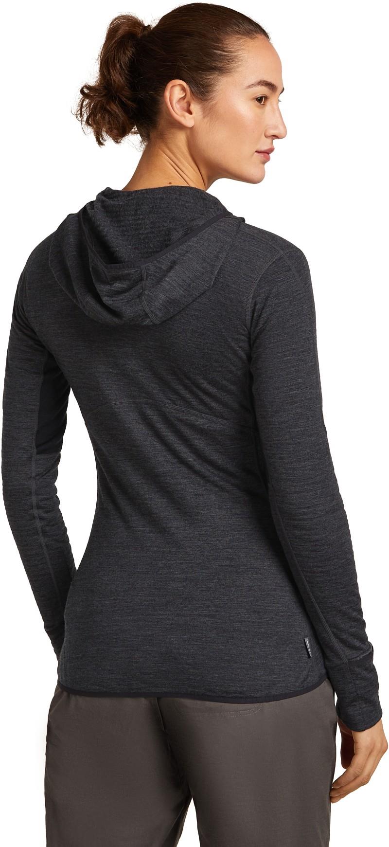 Merino Blend 200 RealFleece Descender LS Zip Hoodie - Womens - jet heather / black / cb 1