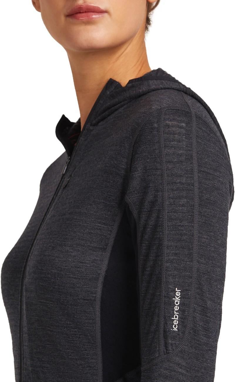 Merino Blend 200 RealFleece Descender LS Zip Hoodie - Womens - jet heather / black / cb 1