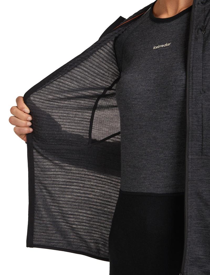 Merino Blend 200 RealFleece Descender LS Zip Hoodie - Womens - jet heather / black / cb 1