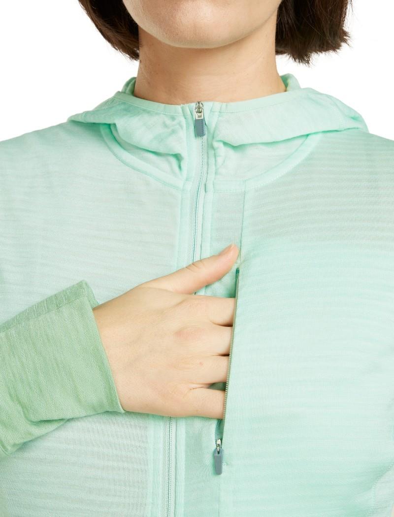 Merino Blend 200 RealFleece Descender LS Zip Hoodie - Womens - mint / seaglass / cb 1