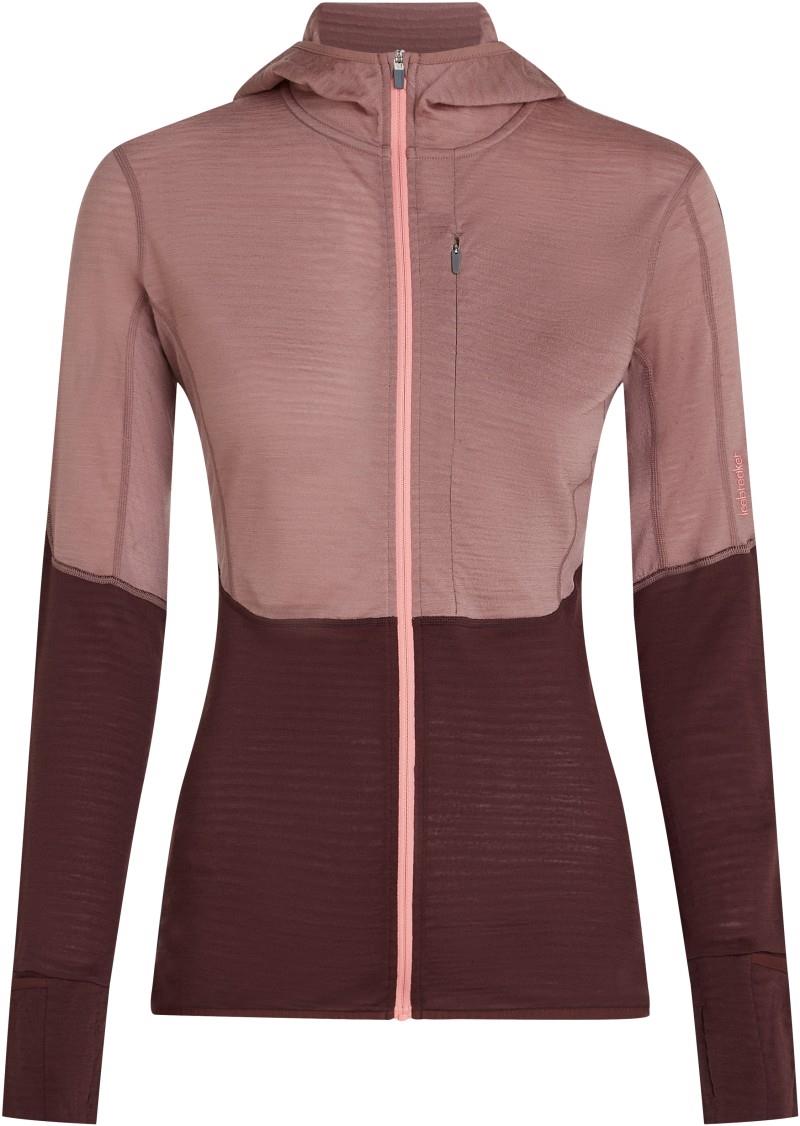 Merino Blend 200 RealFleece Descender LS Zip Hoodie - Womens - summit / java / acid pink / cb 1