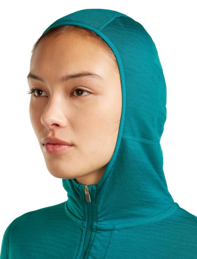 Merino Blend 200 RealFleece Descender LS Zip Hoodie - Womens - tidal teal 1