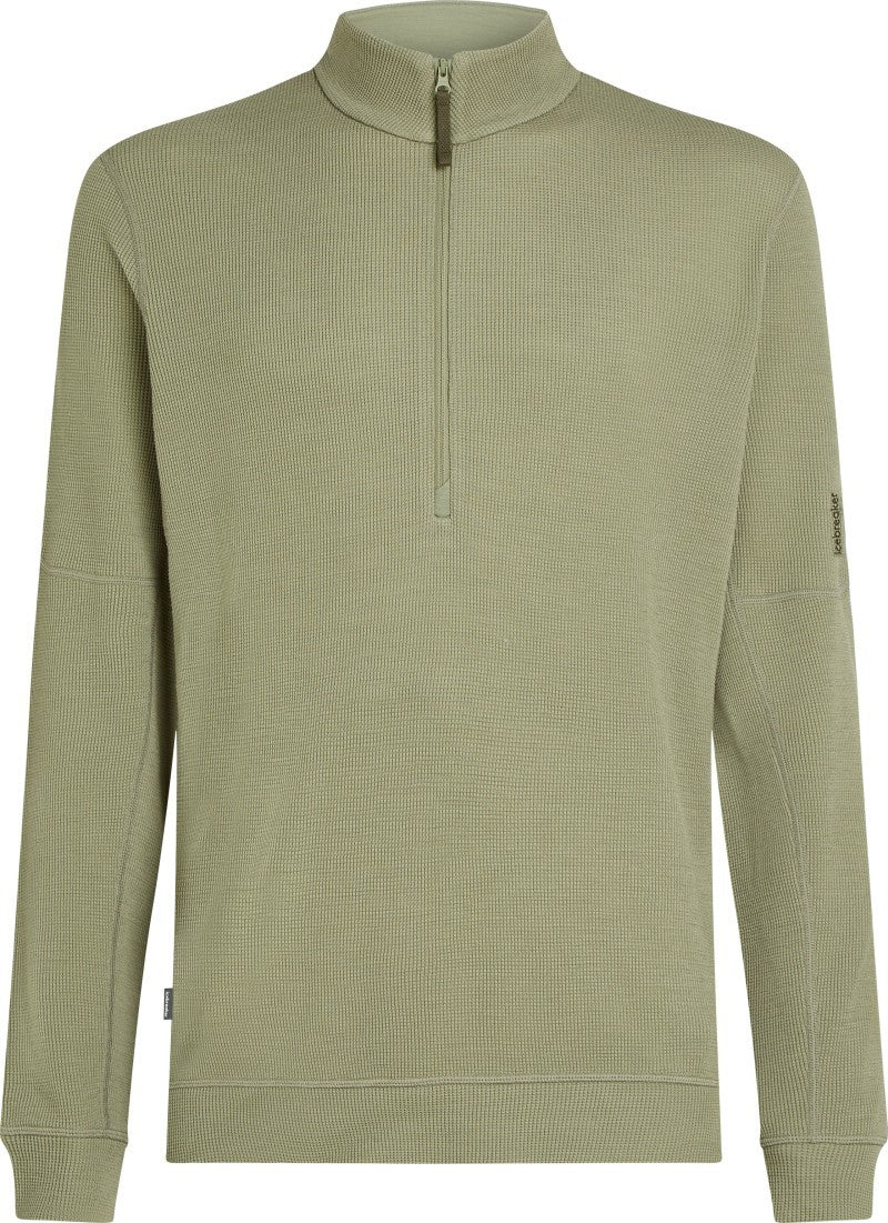 Merino Blend 260 Waffle Knit Wander LS Half Zip - Mens - lichen 1