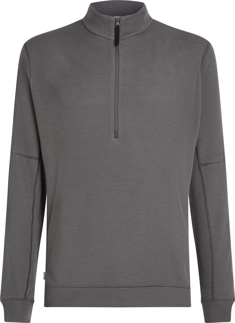 Merino Blend 260 Waffle Knit Wander LS Half Zip - Mens - obsidian 1