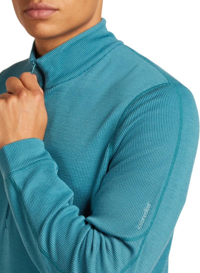 Merino Blend 260 Waffle Knit Wander LS Half Zip - Mens - topaz 1