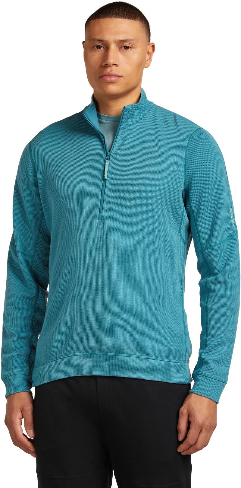 Merino Blend 260 Waffle Knit Wander LS Half Zip - Mens - topaz 1
