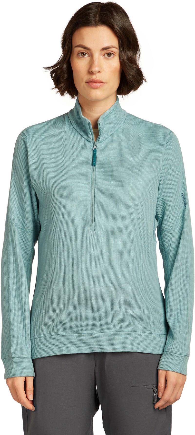 Merino Blend 260 Waffle Knit Wander LS Half Zip - Womens - hydro 1