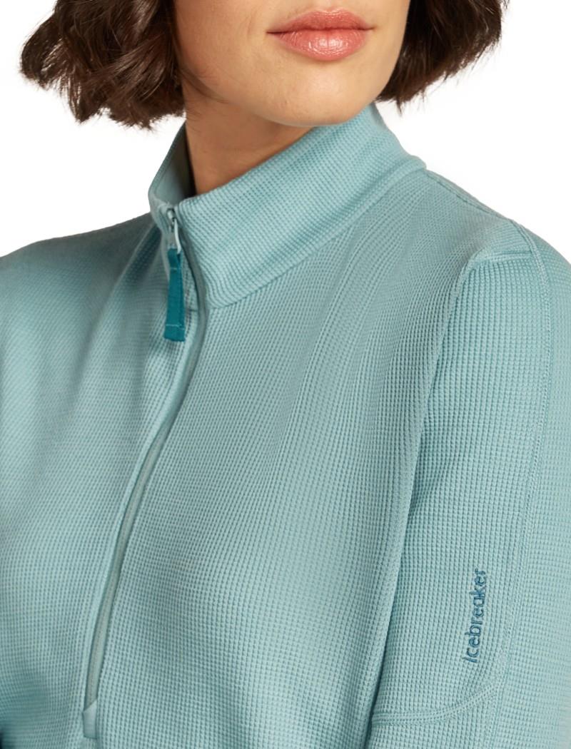 Merino Blend 260 Waffle Knit Wander LS Half Zip - Womens - hydro 1