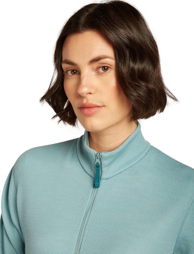 Merino Blend 260 Waffle Knit Wander LS Half Zip - Womens - hydro 1