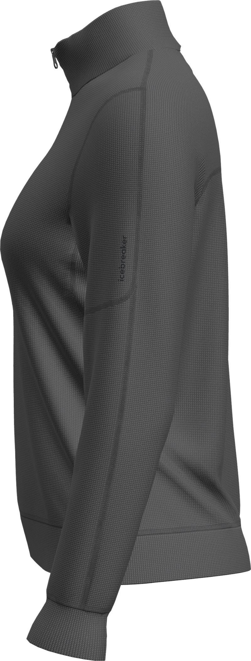 Merino Blend 260 Waffle Knit Wander LS Half Zip - Womens - obsidian 1