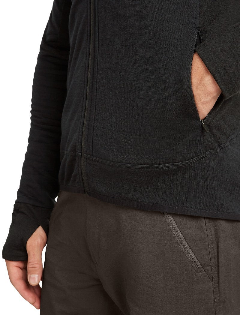 Merino Blend 300 RealFleece Descender LS Zip Hoodie - Mens - black 1