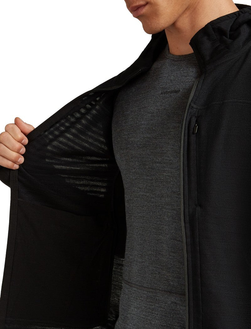 Merino Blend 300 RealFleece Descender LS Zip Hoodie - Mens - black 1