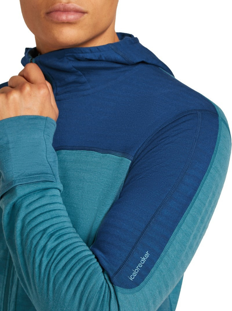 Merino Blend 300 RealFleece Descender LS Zip Hoodie - Mens - topaz / atlantis / cb 1