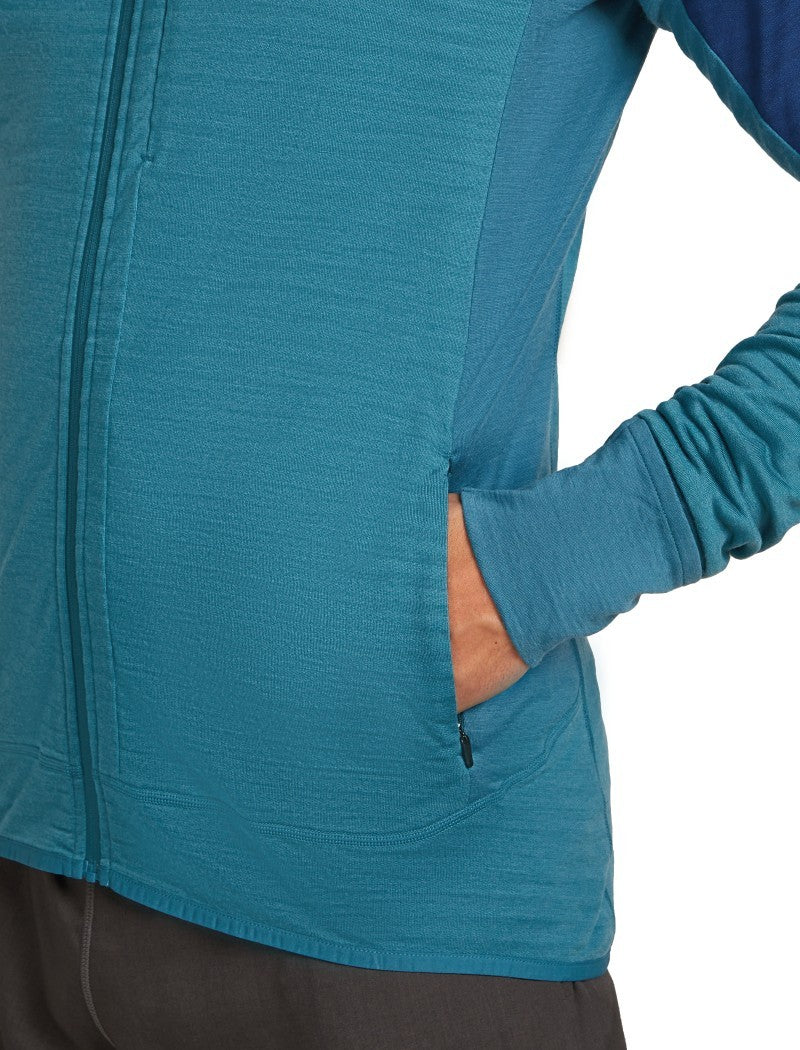 Merino Blend 300 RealFleece Descender LS Zip Hoodie - Mens - topaz / atlantis / cb 1