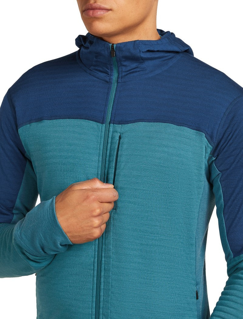 Merino Blend 300 RealFleece Descender LS Zip Hoodie - Mens - topaz / atlantis / cb 1