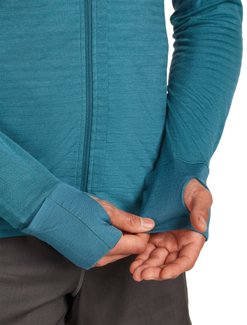Merino Blend 300 RealFleece Descender LS Zip Hoodie - Mens - topaz / atlantis / cb 1