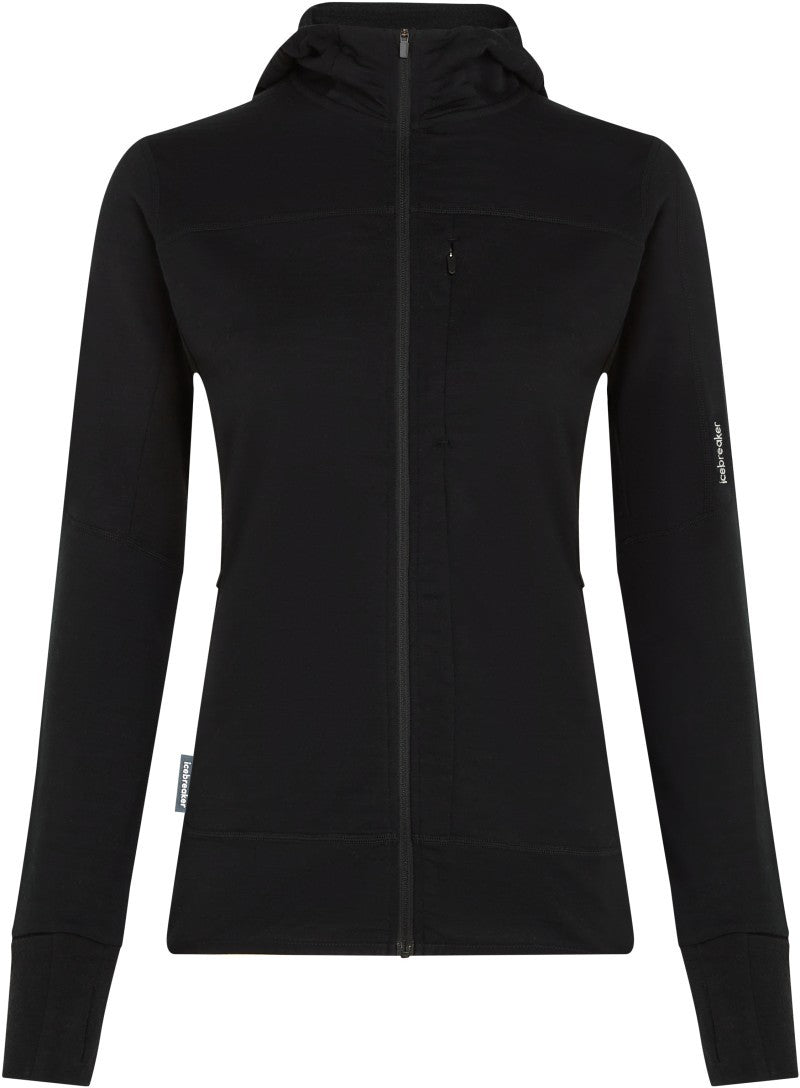 Merino Blend 300 RealFleece Descender LS Zip Hoodie - Womens - black 1