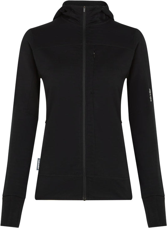 Merino Blend 300 RealFleece Descender LS Zip Hoodie - Womens - black 1