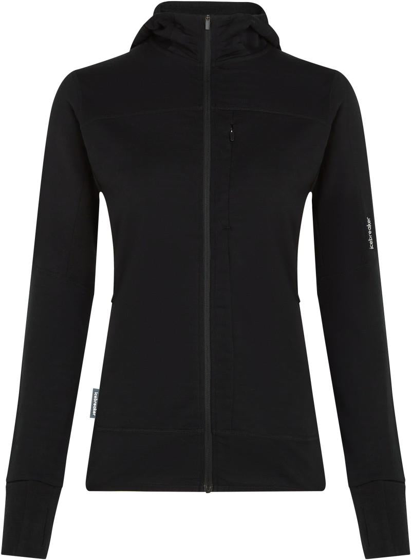 Merino Blend 300 RealFleece Descender LS Zip Hoodie - Womens - black 1