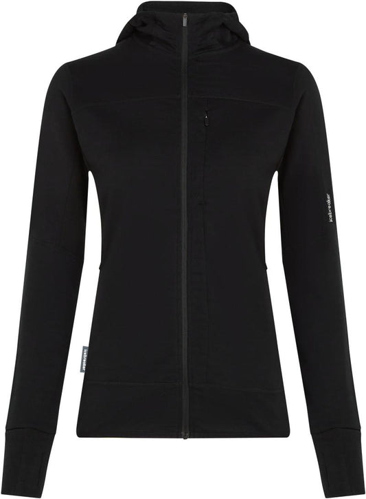 Merino Blend 300 RealFleece Descender LS Zip Hoodie - Womens - black 1