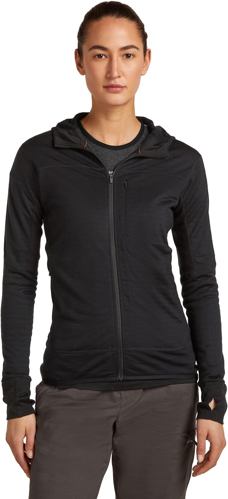 Merino Blend 300 RealFleece Descender LS Zip Hoodie - Womens - black 1
