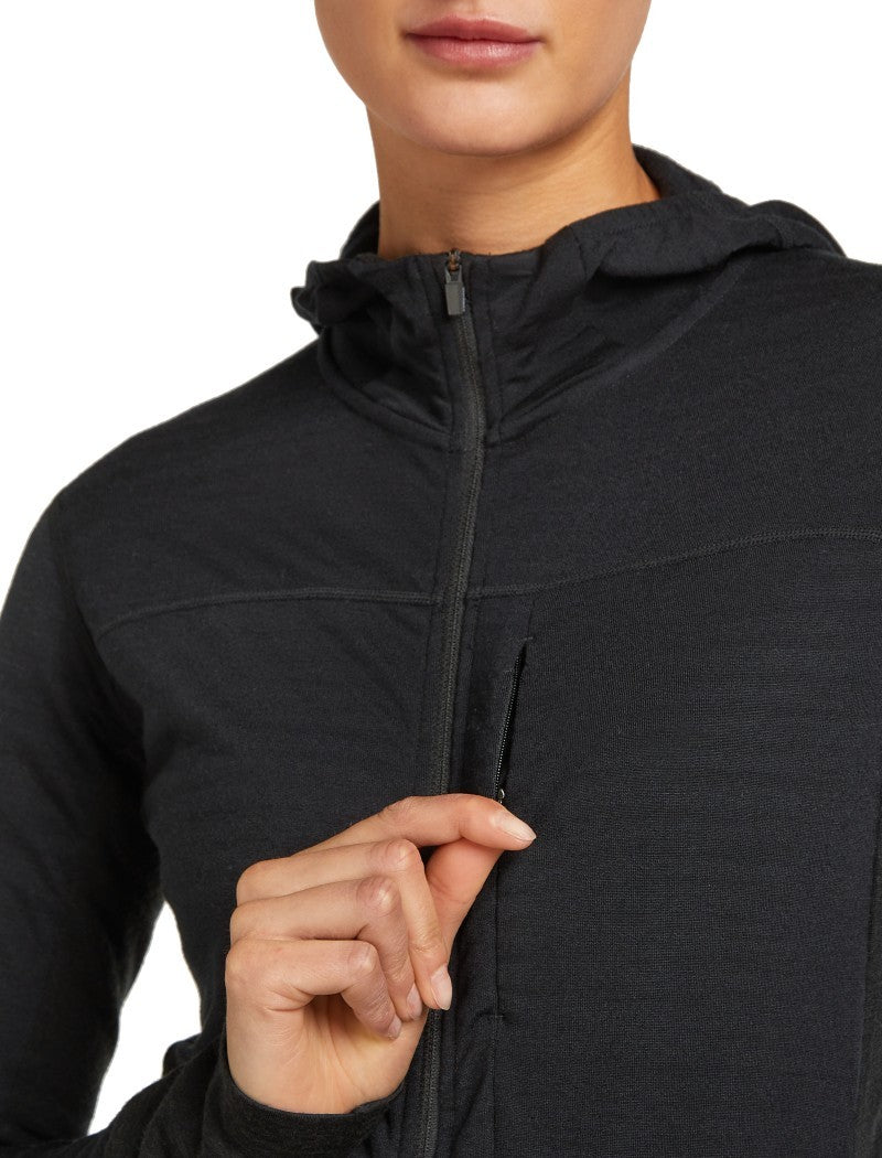 Merino Blend 300 RealFleece Descender LS Zip Hoodie - Womens - black 1