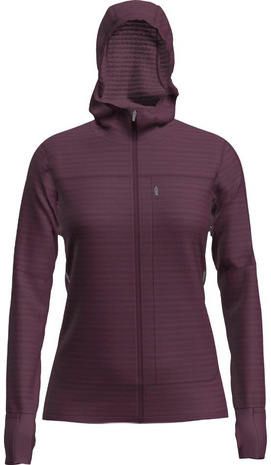Merino Blend 300 RealFleece Descender LS Zip Hoodie - Womens - dark berry 1