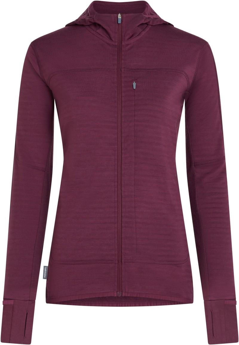 Merino Blend 300 RealFleece Descender LS Zip Hoodie - Womens - dark berry 1