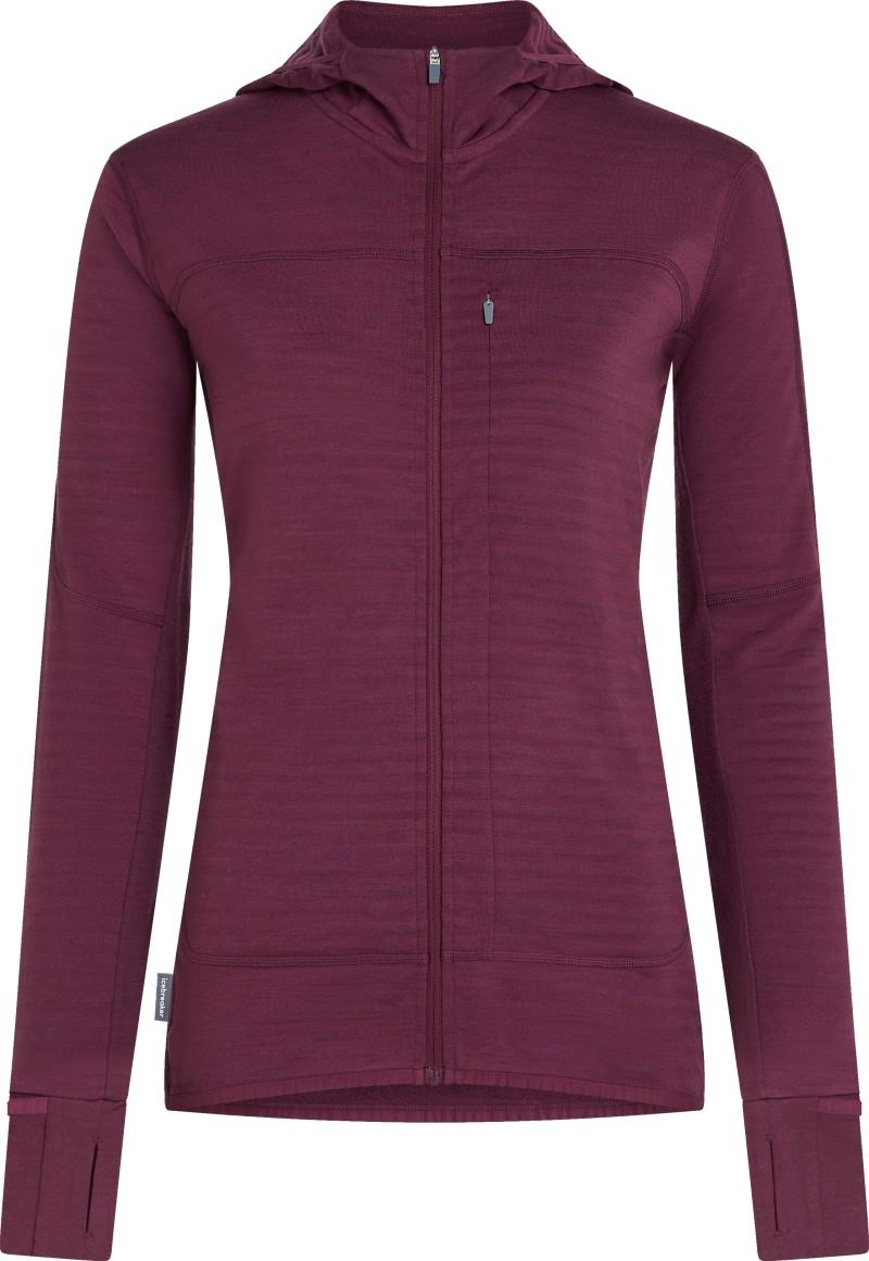 Merino Blend 300 RealFleece Descender LS Zip Hoodie - Womens - dk berry 1