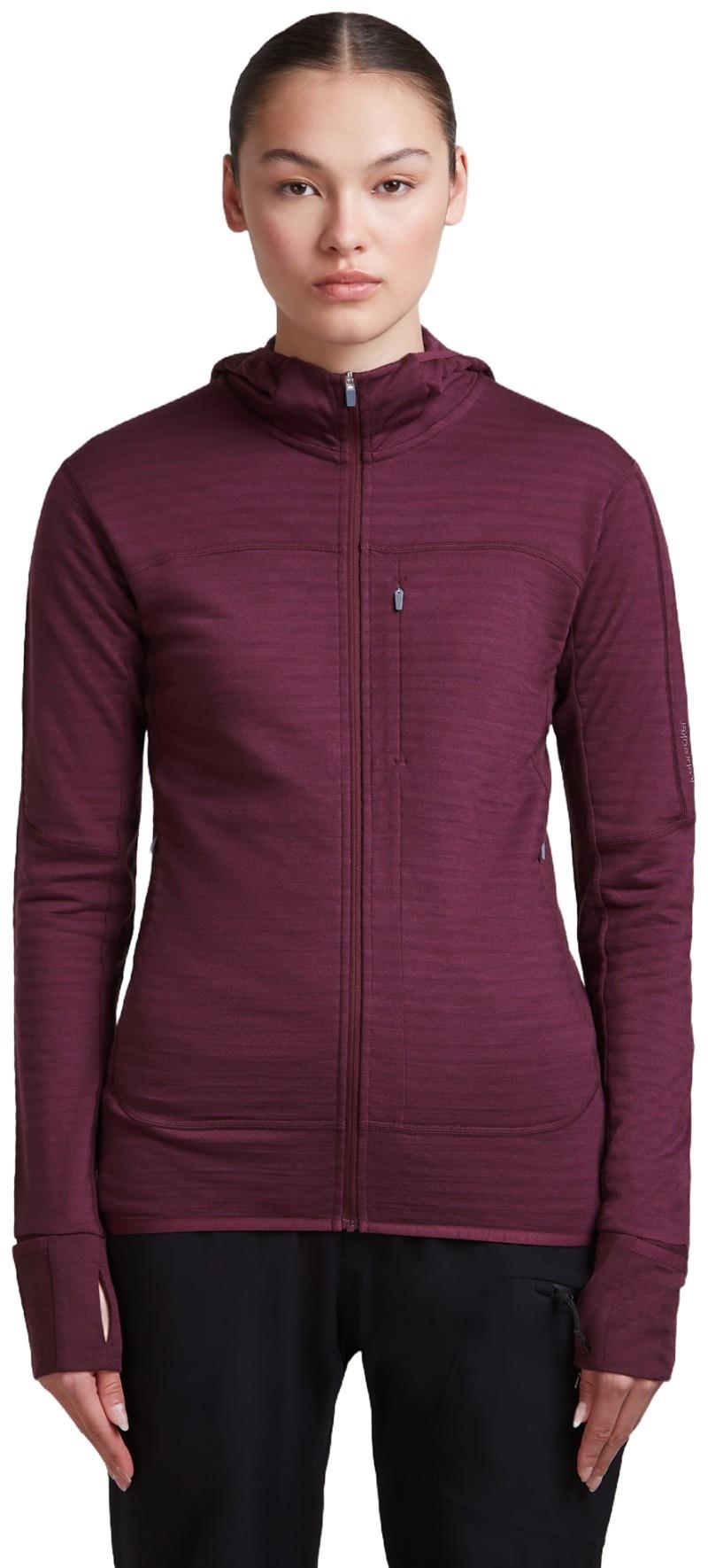 Merino Blend 300 RealFleece Descender LS Zip Hoodie - Womens - dk berry 1