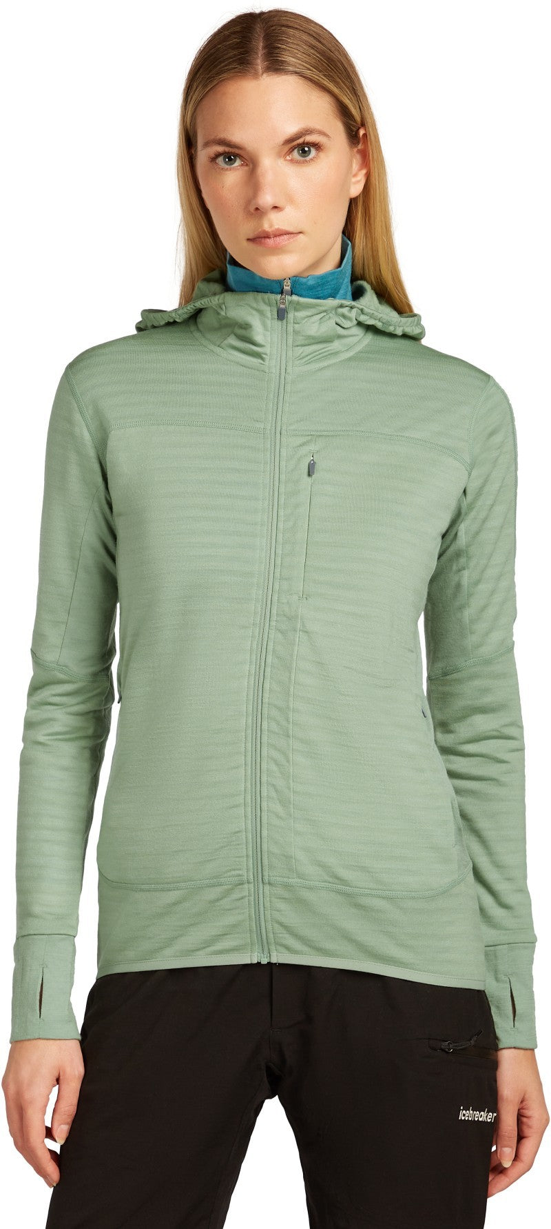 Merino Blend 300 RealFleece Descender LS Zip Hoodie - Womens - topaz / atlantis / cb 1