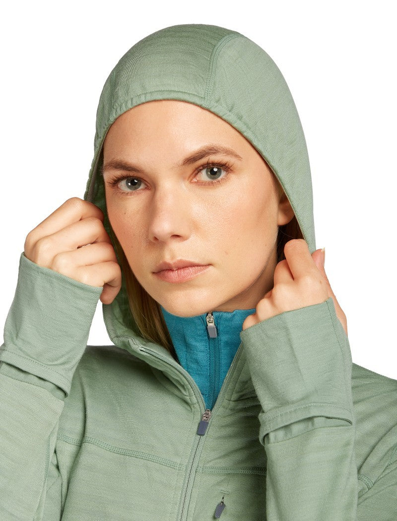 Merino Blend 300 RealFleece Descender LS Zip Hoodie - Womens - topaz / atlantis / cb 1