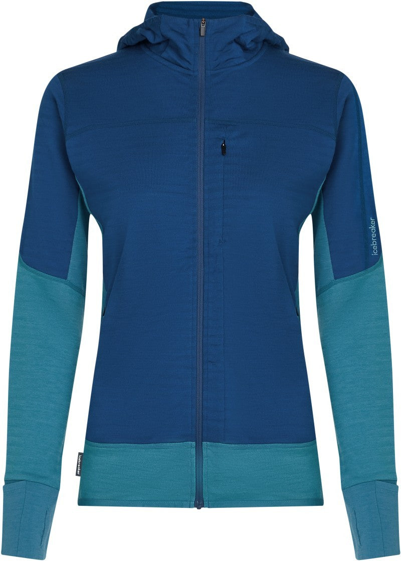 Merino Blend 300 RealFleece Descender LS Zip Hoodie - Womens - topaz / atlantis / cb 1