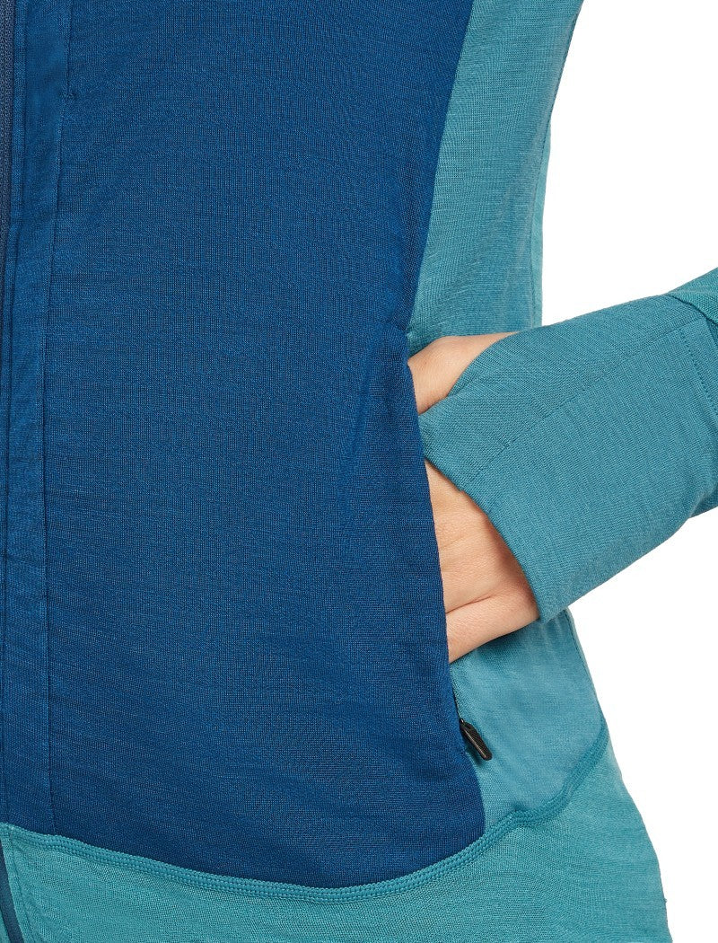 Merino Blend 300 RealFleece Descender LS Zip Hoodie - Womens - topaz / atlantis / cb 1