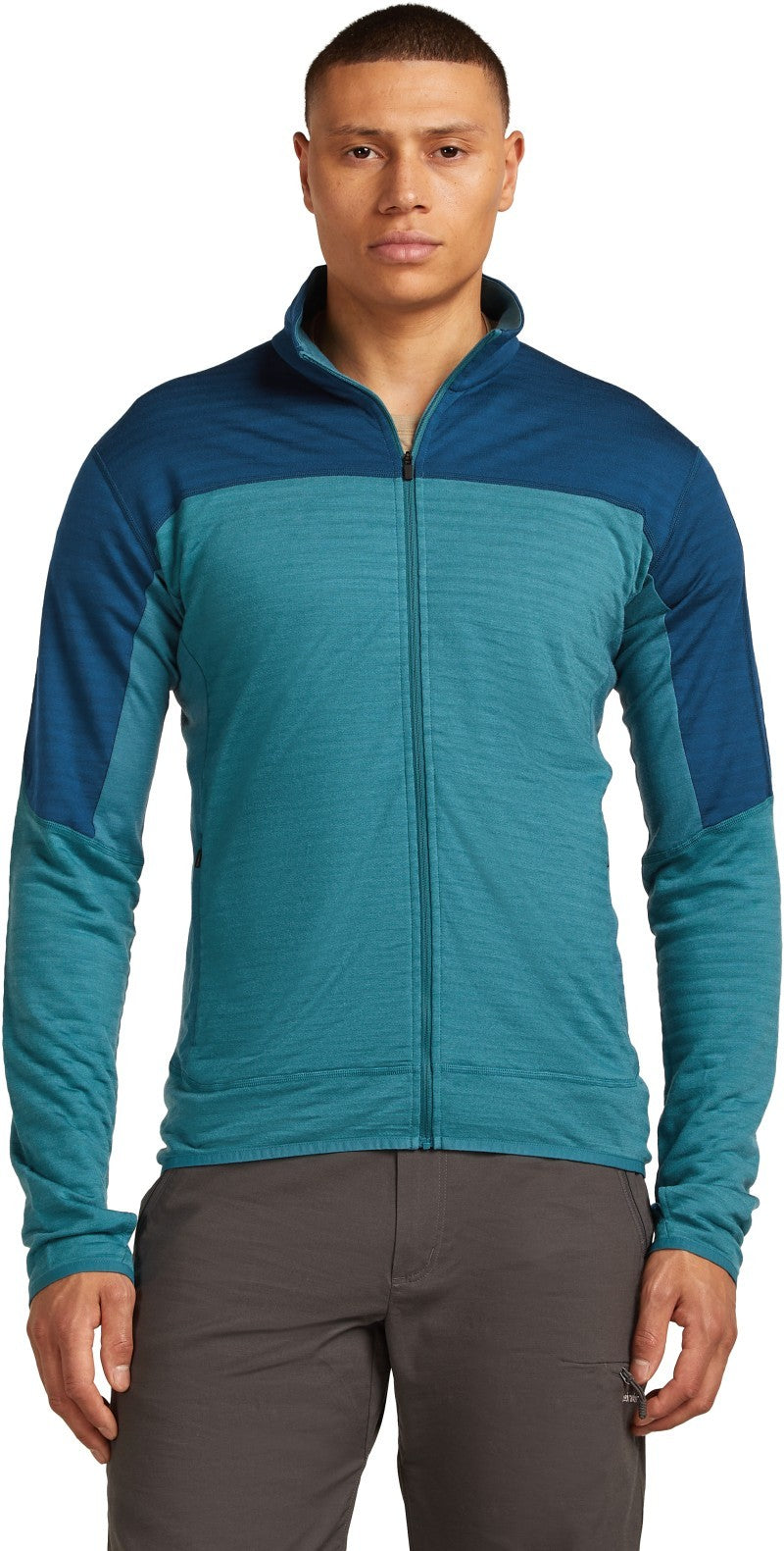 Merino Blend 300 RealFleece Descender LS Zip - Mens - topaz / atlantis / cb 1
