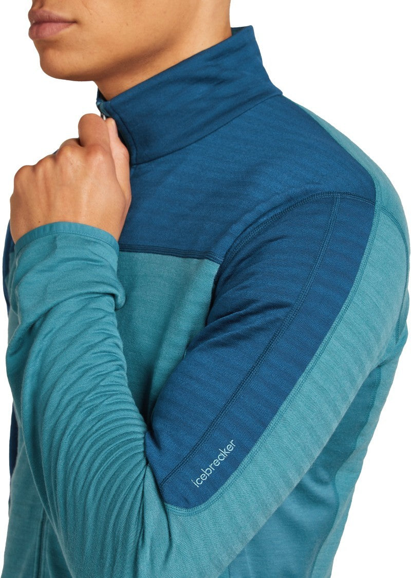 Merino Blend 300 RealFleece Descender LS Zip - Mens - topaz / atlantis / cb 1