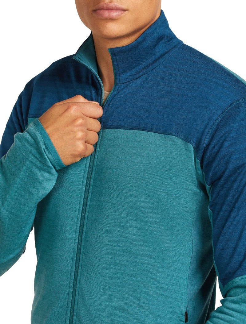 Merino Blend 300 RealFleece Descender LS Zip - Mens - topaz / atlantis / cb 1