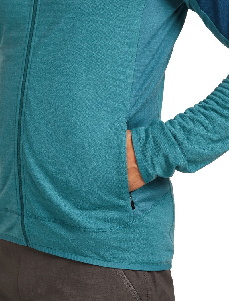 Merino Blend 300 RealFleece Descender LS Zip - Mens - topaz / atlantis / cb 1