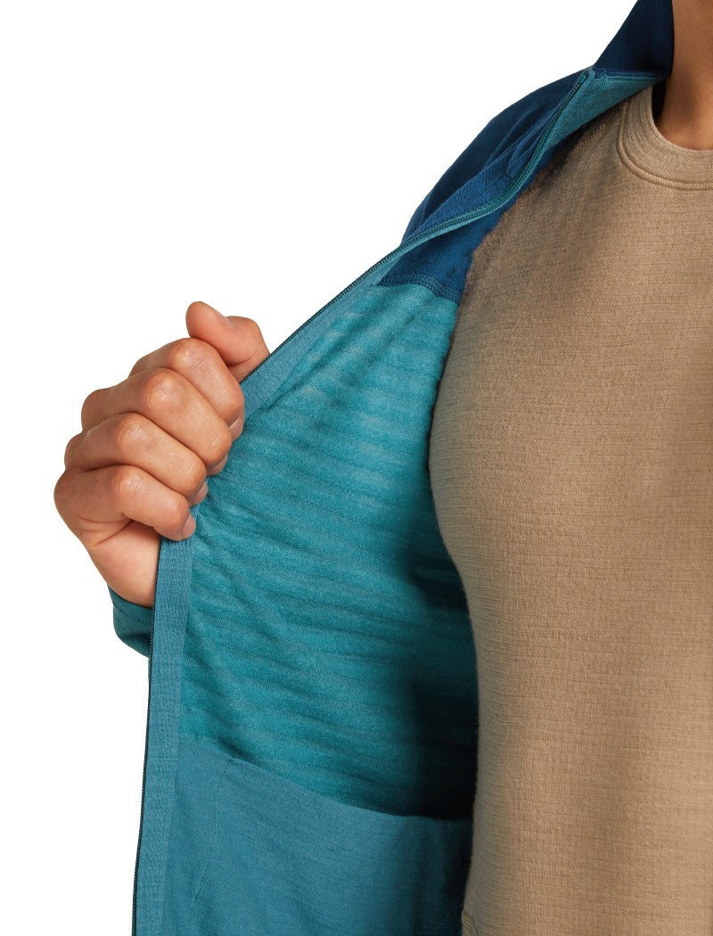 Merino Blend 300 RealFleece Descender LS Zip - Mens - topaz / atlantis / cb 1