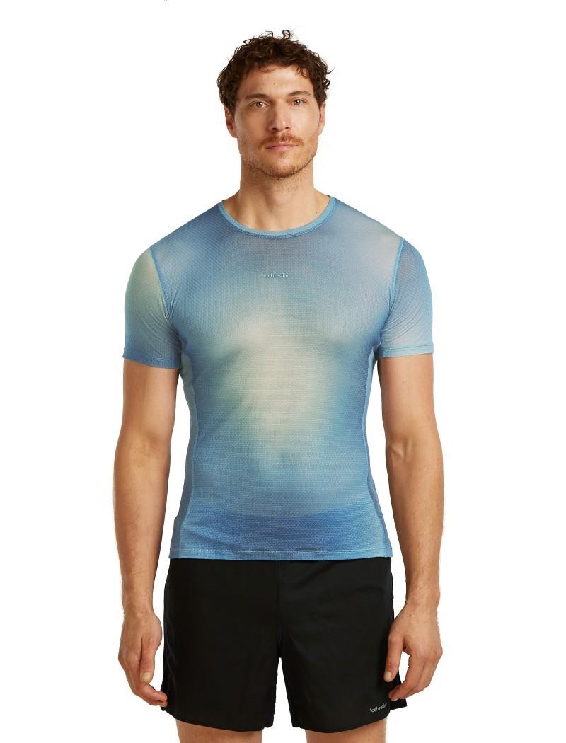 Merino Blend 75 Cool-Lite Featherlight SS Crewe AOP - Mens - atlantis / flint blue / seaglass / aop 1