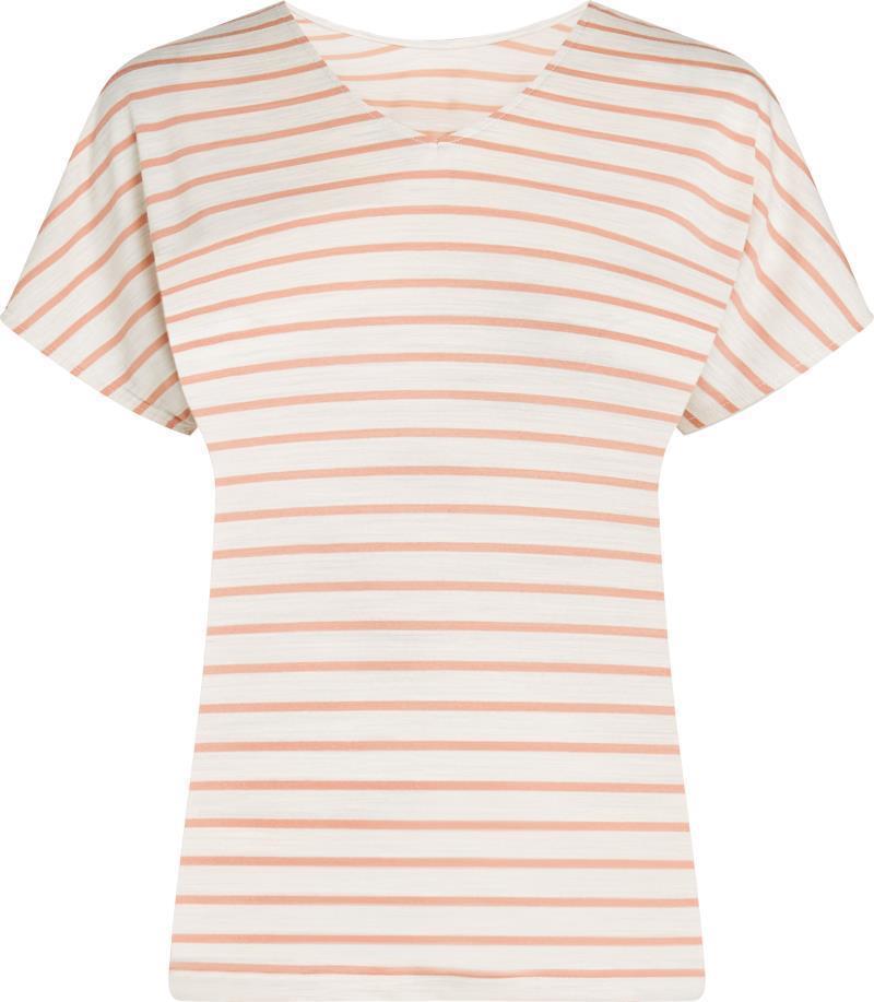 Merino Blend Drayden Reversible SS Top - Stripe - Womens - ecru heather / desert sand - stripe 1