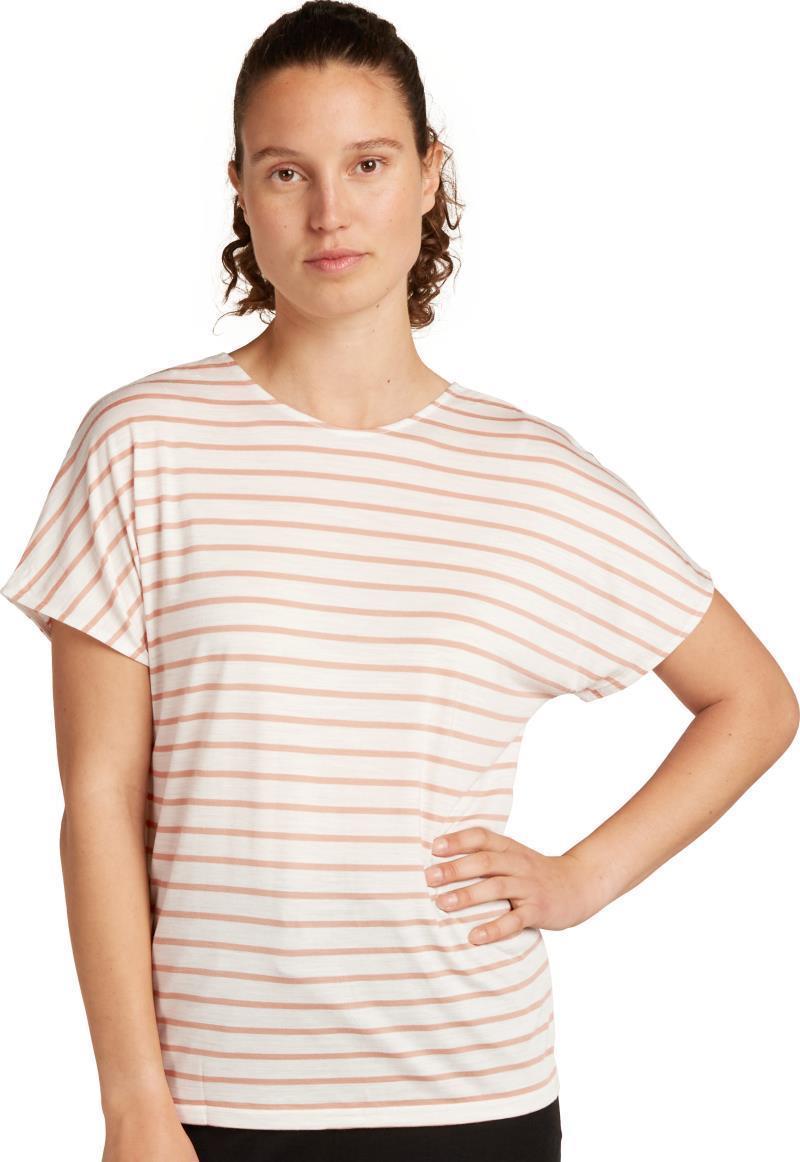 Merino Blend Drayden Reversible SS Top - Stripe - Womens - ecru heather / desert sand - stripe 1